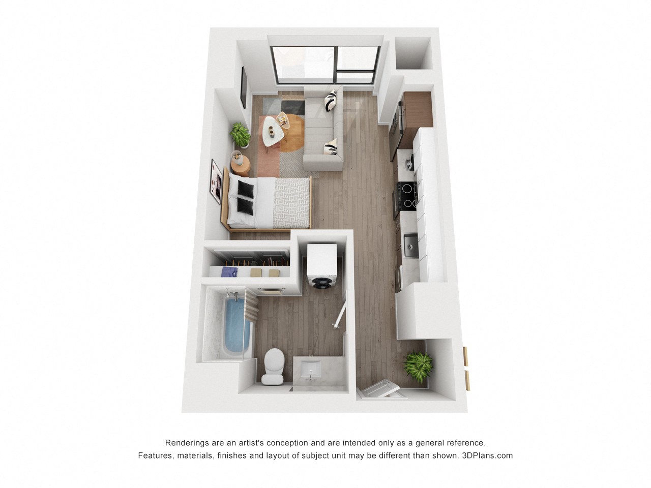 One bedroom floor plan The Mansion_A3